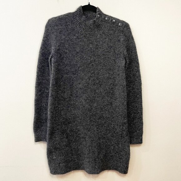 EUC Sézane Polly Wool Mohair Button Detail Sweater Dress Charcoal Grey XS - Picture 3 of 8